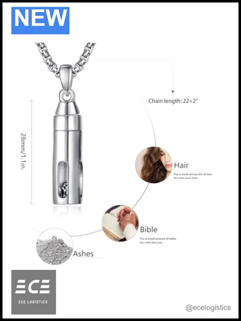 925 Sterling Silver Paw Cylinder Urn Necklace for Dog Ashes Memorial
